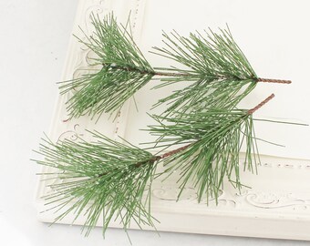 TWO Frosted Pine Sprays | Winter Greenery | DIY Christmas Picks | Artificial Pine | Millinery | Greenery Filler | The Blue Hutch PN166