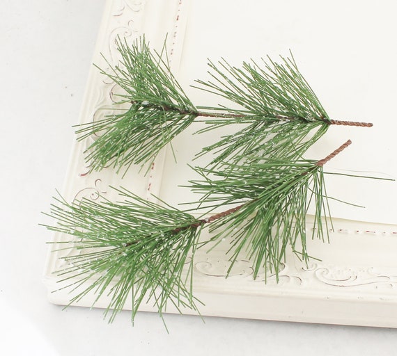 TWO Frosted Pine Sprays Winter Greenery DIY Christmas Picks Artificial Pine  Millinery Greenery Filler the Blue Hutch PN166 