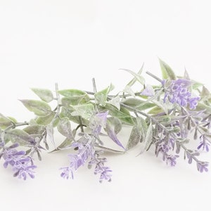 K&ouml;nnte beinhalten: Ein Zweig Lavendel mit lila Bl&uuml;ten und gr&uuml;nen Bl&auml;ttern. Der Lavendel ist in einer Traube angeordnet, wobei die Bl&uuml;ten nach au&szlig;en zeigen.