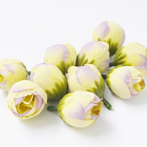 5 Yellow Peony Buds | Peony Flower Buds | Flower Crown Filler | Millinery | Artificial Peony | Boutonniere | Fake Peony | Blue Hutch PD100