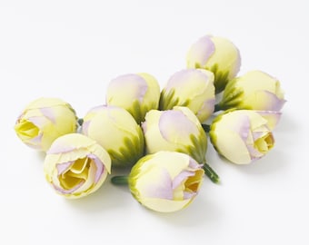 5 Yellow Peony Buds | Peony Flower Buds | Flower Crown Filler | Millinery | Artificial Peony | Boutonniere | Fake Peony | Blue Hutch PD100