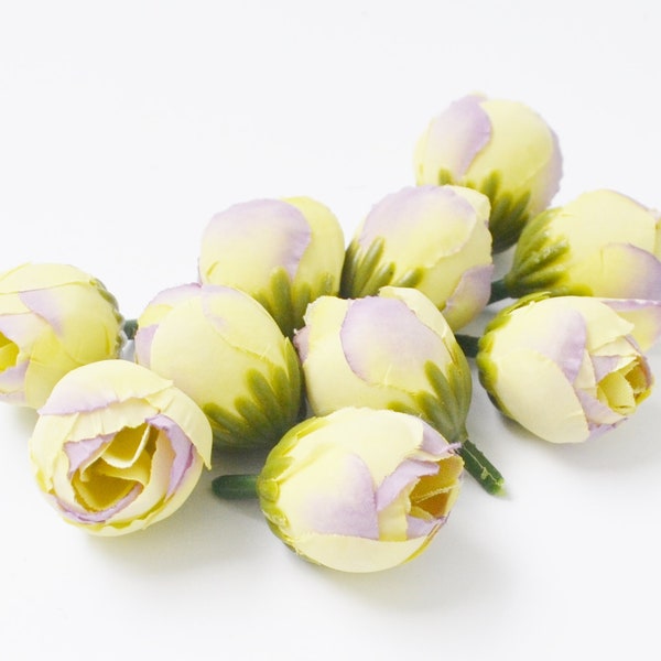 5 Yellow Peony Buds | Peony Flower Buds | Flower Crown Filler | Millinery | Artificial Peony | Boutonniere | Fake Peony | Blue Hutch PD100