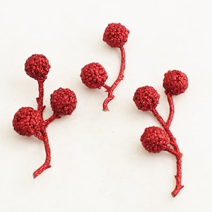 THREE Red Berry Sprays | Artificial Berries | DIY Christmas Picks | Berry Filler | Millinery Supply | Embellishment | The Blue Hutch BE134