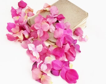 50 Fuchsia Hydrangea Petals | Wedding Blossoms | Flower Girl Petals | Millinery Flowers | Scrapbook | Craft Flowers | The Blue Hutch HYP990