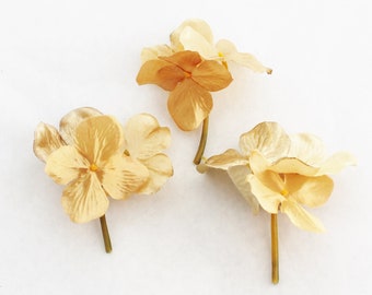 Gold Hydrangea Clusters | Faux Hydrangea | Wedding Flower Crown | Millinery Flowers | DIY Bouquet | Boutonniere | The Blue Hutch HY311