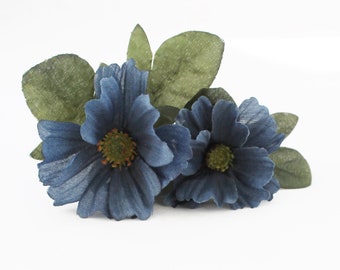 TWO Blue Cosmos Stems | Fake Cosmos | DIY Bouquet Filler | Millinery Flowers | Filler Flower | Artificial Cosmos | Crafts | The Blue Hutch