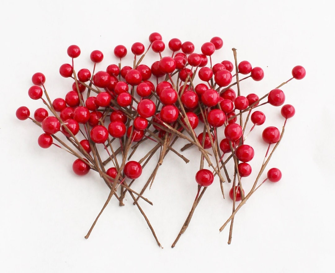 5 Red Berry Picks | Faux Red Berries | Artificial Berries | Fake Berry ...