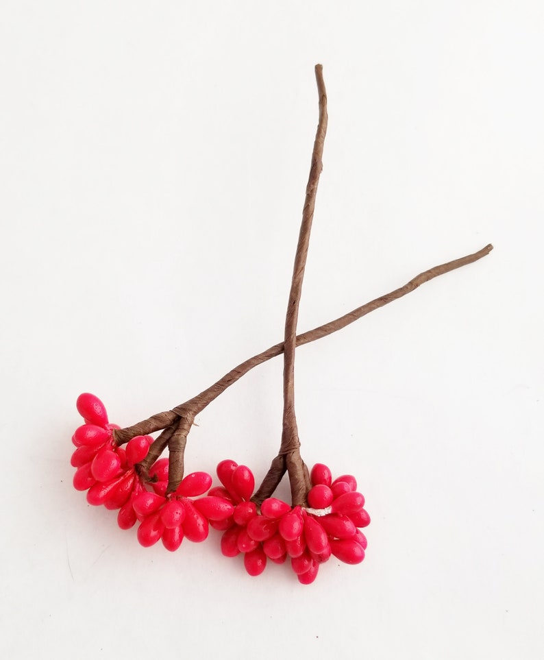 Red Pip Berry Picks Pip Berries Flower Crown Millinery Berries Wreath Picks Artificial Berries Craft Berries The Blue Hutch image 4