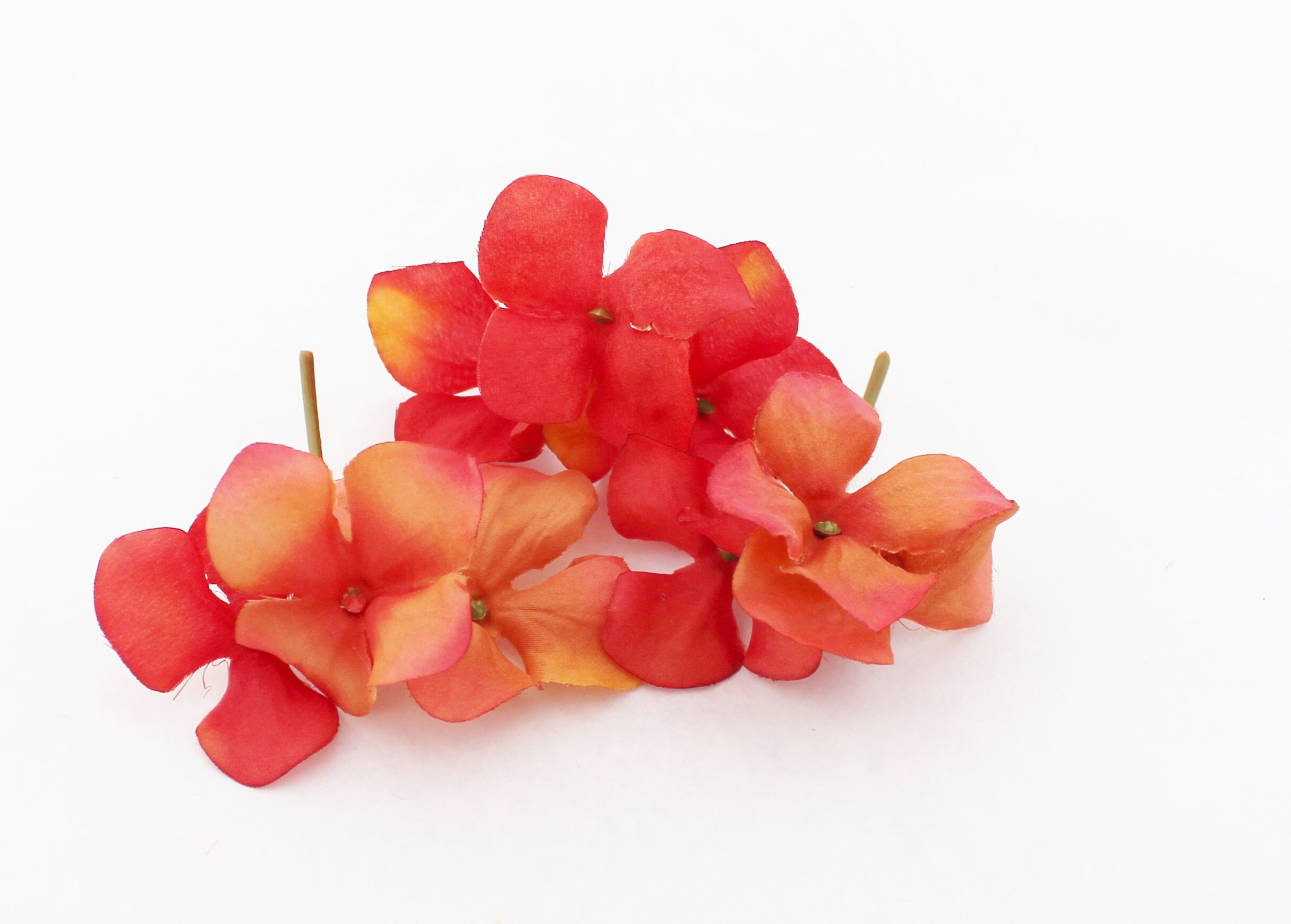 Coral Orange Hydrangea Clusters Faux Hydrangea Flower Etsy