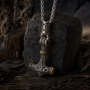 Thor's Hammer Necklace · Viking Mjolnir Pendant · Norse Rune Stainless Steel · Pagan Amulet · Nordic Warrior Jewelry for Men