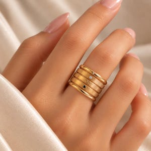 Celestial Sterling Silver Ring Set, 18K Guldpläterad, Starburst Infinity CZ-band