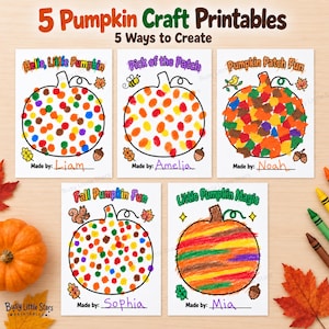 Pumpkin Craft Printable Bundle for Kids, 5 Fall Activities for Preschool & Kindergarten, Easy Fine Motor Classroom Printables