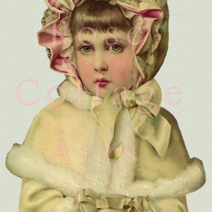 Printable Digital Download Beautiful Edwardian Winter Girl Die Cut Scrap Graphic Image