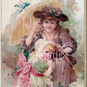 Digital Download  Victorian Trade Card  &quot;Victorian Children&quot; Scrap Graphic Image