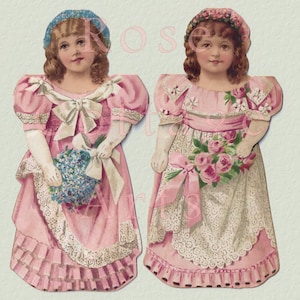 Download digitale stampabile antico Die Cut 'Bridesmaids' matrimonio carta bambole vittoriano rottami immagine grafica "La damigella d'onore"