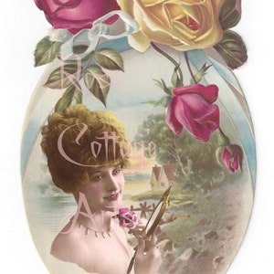 Imprimible original Digital Ephemera Collage Descargar hermosa mujer eduardiana Gibson Chica Die Cut Scrap Collage Graphic Image ahora en PNG!