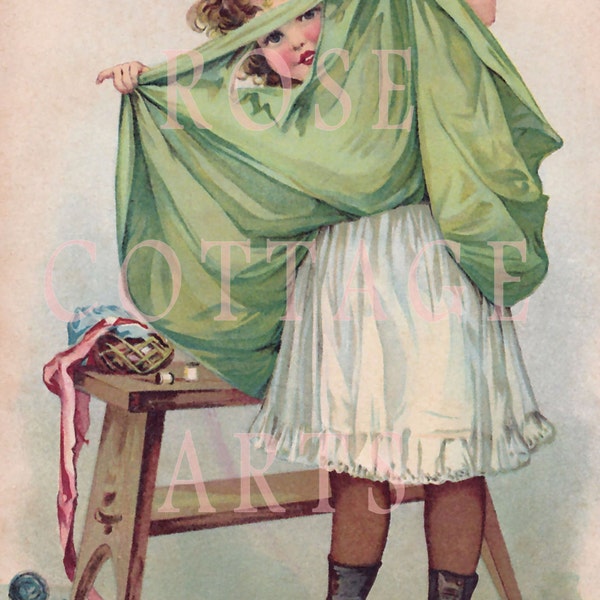 Printable Digital Download Darling Antique Maud Humphrey Bogart "Little Girl with Torn Dress" Edwardian Print Graphic Image