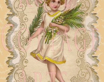 Download digitale stampabile pizzo antico Angelo Die taglio rottami vittoriano immagine grafica