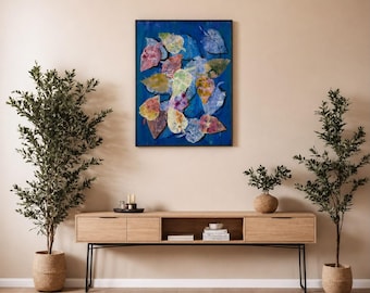 Original Pressed Leaf Art | Handmade | Botanical Canvas Wall Art | Real Leaves