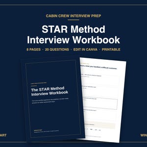 STAR Method Interview Workbook | Flight Attendant & Cabin Crew Interview Prep | Editable Canva Template