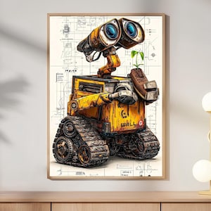 WALL-E Bauplan-Kunstdruck, Roboter-Schaltplan-Poster, Wandbild fürs Kinderzimmer