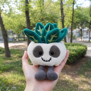 Urocza pluszowa roślina w białej doniczce, kawaii sukulent, urocza pluszowa roślina w doniczce, prezent dla miłośników roślin, wystrój pokoju dziecięcego