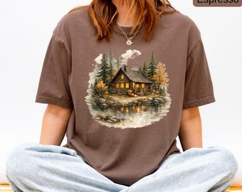 Cozy Cabin Shirt, Comfort Colors® Fall T-Shirt, Rustic Autumn Cabin Tee, Cozy Cottage Graphic Shirt, Nature Lover Gift, Woodland Fall Tee