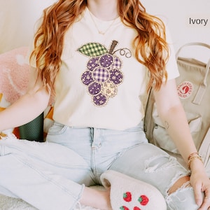 Comfort Colors® Patchwork Grape Teacher Shirt, Cute Fruit Graphic Tee, Back to School T-Shirt, Teacher Appreciation Gift