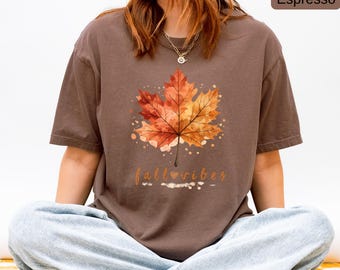 Fall Maple Leaf Shirt, Watercolor Autumn Tee, Comfort Colors® T-Shirt, Cozy Fall Graphic Shirt, Thanksgiving Gift, Nature Lover Tee