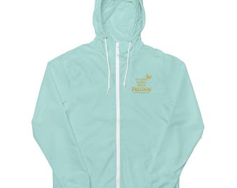 Focused Women Build Freedom Gold Logo Unisex Lightweight Zip-up Windbreaker