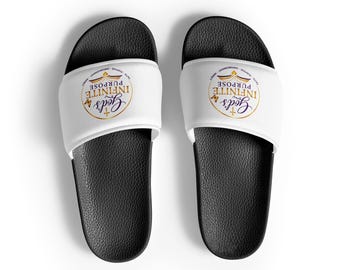 God's Infinite Purpose Women's Slides: Cushioned Faux Leather, Textured Footbed