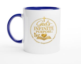White 11oz Ceramic Mug with Color Inside Ceramic Blue