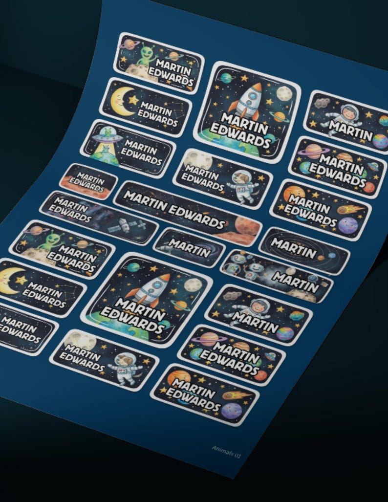 Property Label Sample Space Name Labels Template, Editable Outer Space School Stickers ...