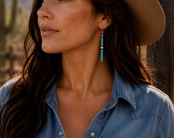 Kingman Turquoise Navajo Pearl Earrings | Sterling Silver