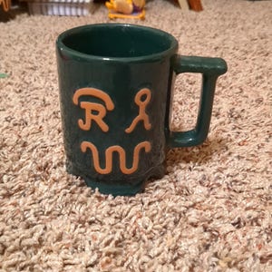 Vintage Frankoma Pottery Ranch Brands Kaffemugg King Ranch Green Cattle Brand Keramikmugg Southwestern Western Decor Oklahoma Pottery