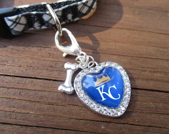 Pet accessories, Pet tag, Pet bling, Pet jewelry,  Dog charms, Collar charms, KC Royals charm, Baseball bling
