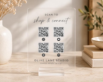 Custom Acrylic QR Code Sign, Small Business Social Media Display Plaque