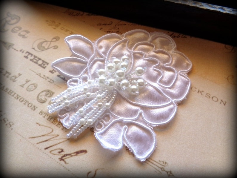 Embellished Pearl Beaded Flower Applique White 3 X Etsy