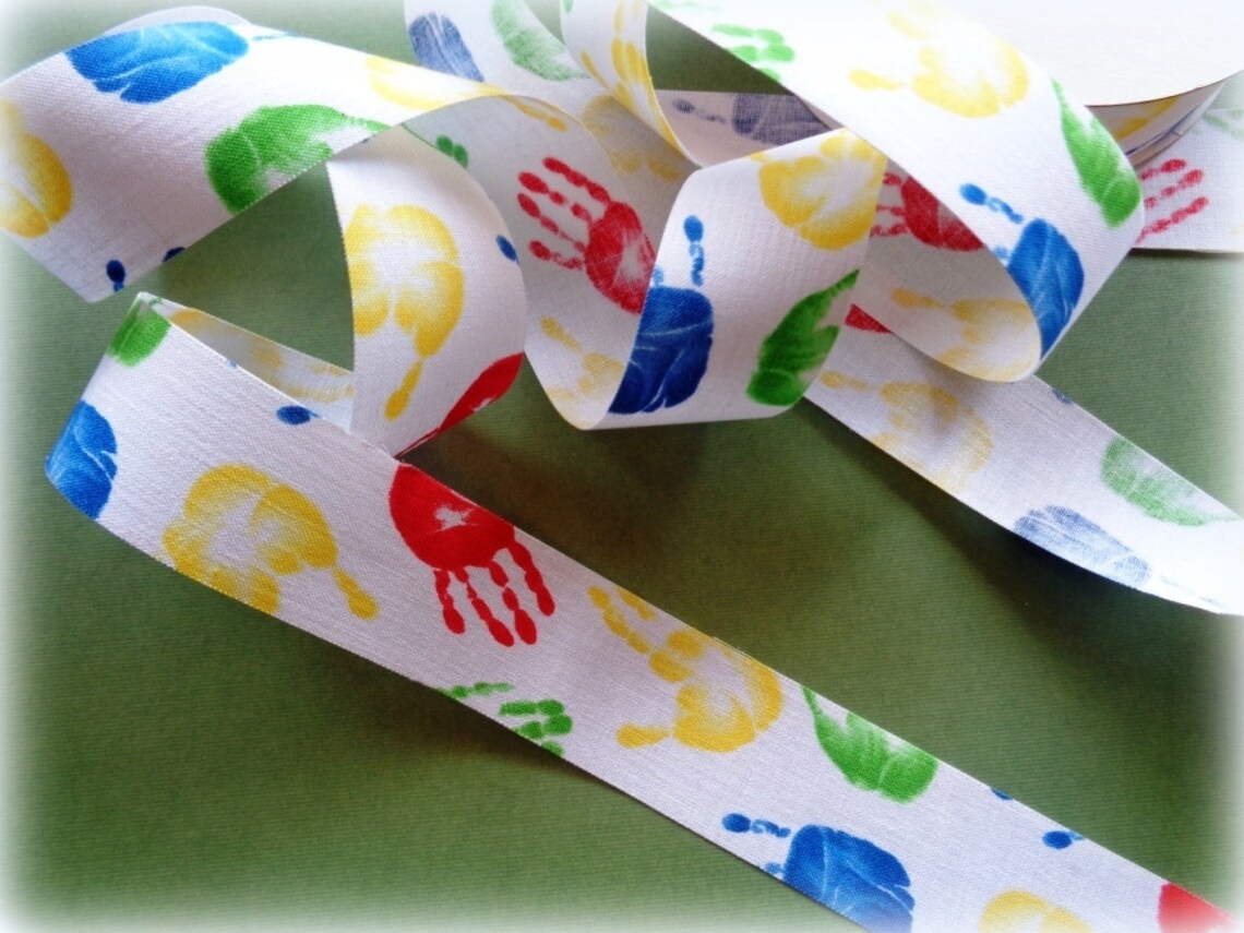 Hand Print Cotton Ribbon Trim Multi / White 1 3/8 Inch Etsy