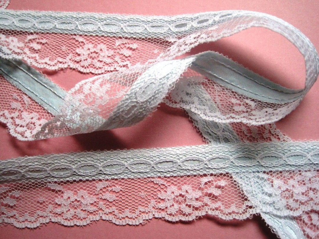 Beading Lace Trim With Ribbon White / Pastel Blue 1 Etsy