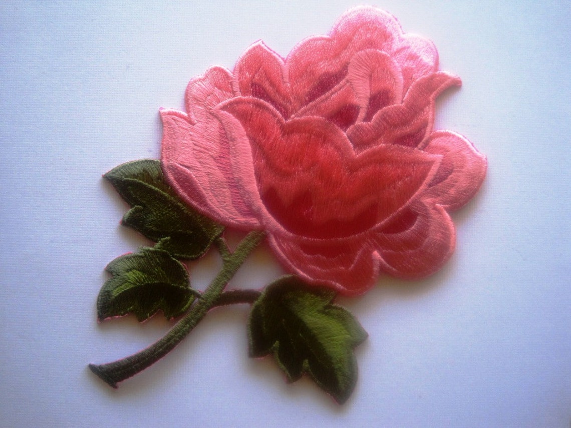 Victorian Rose Ironon Embroidered Applique 3 1/2 X 5 1/4 Etsy
