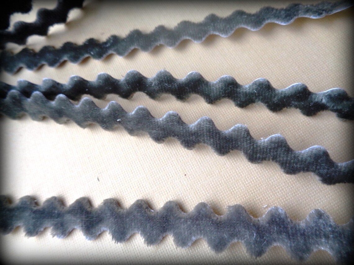 Adhesive Ric Rac Velvet Ribbon Trim Pewter 3/8 Inch Etsy