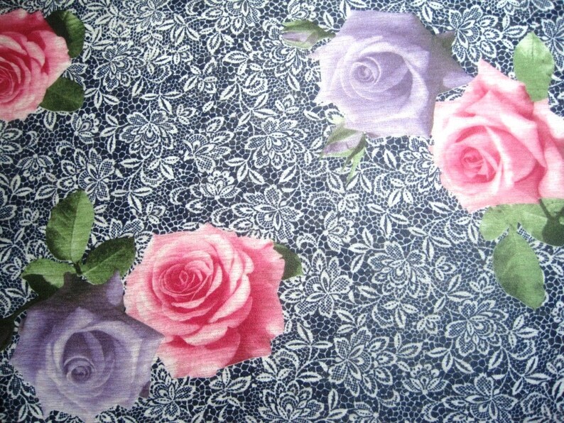 Roses and Lace Onion Skin Knit Fabric Fat Quarter Multi / Etsy