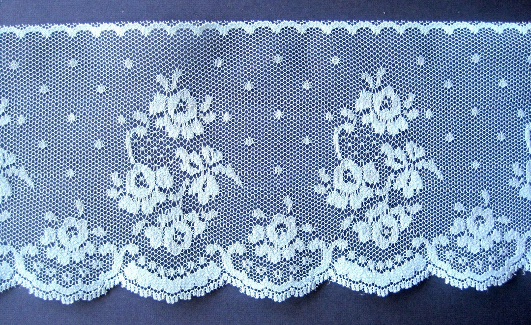Floral Lace With Scalloped Edge Aqua 3 7/8 Inch Wide - Etsy