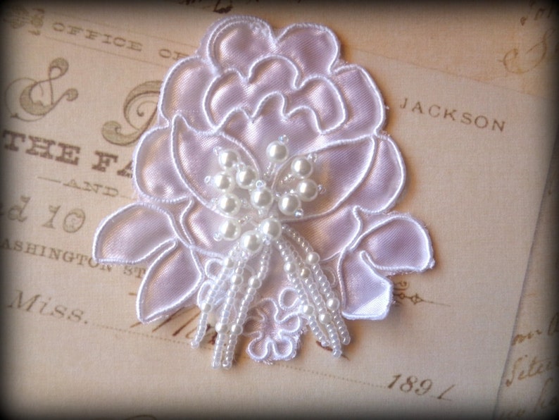 Embellished Pearl Beaded Flower Applique White 3 X Etsy
