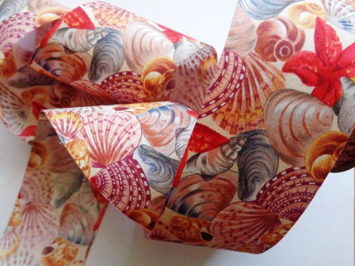 Shell by the Sea Wide Cotton Ribbon Multi 2 1/2 inch Etsy