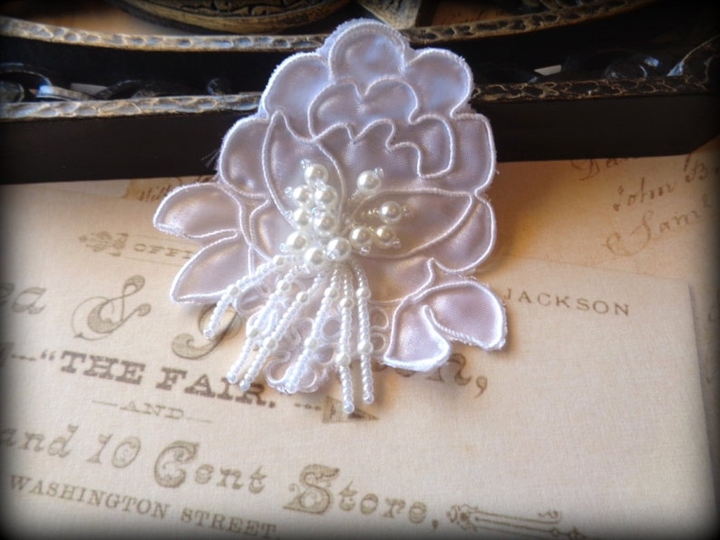 Embellished Pearl Beaded Flower Applique White 3 X Etsy