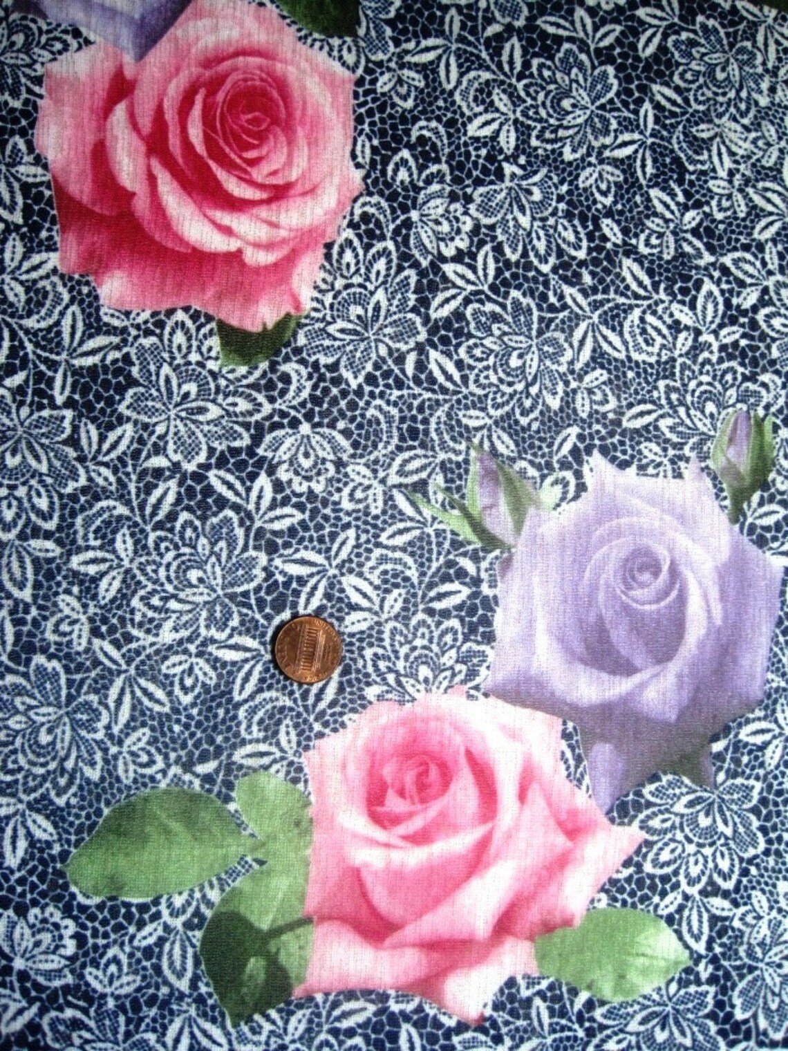 Roses and Lace Onion Skin Knit Fabric Fat Quarter Multi / Etsy