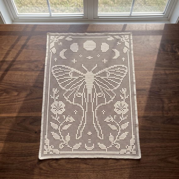 Luna Moth Filet Crochet Pattern PDF, Celestial Gothic Wall Hanging Chart