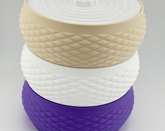 Stackable Storage Bowl with Lid, Quilted Pillow Texture Container for Kitchen or Vanity, 3D Printed, Dry Goods Bowl, 2 Sizes, 6 Colors
